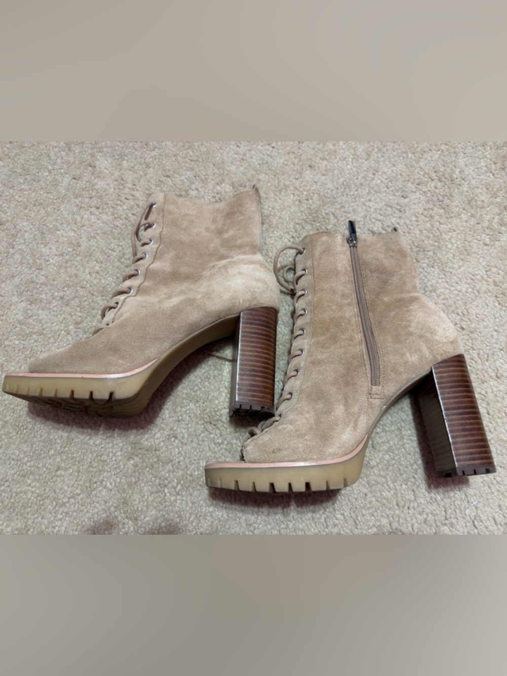 Vince Camuto Tan Suede Platform Booties 9.5